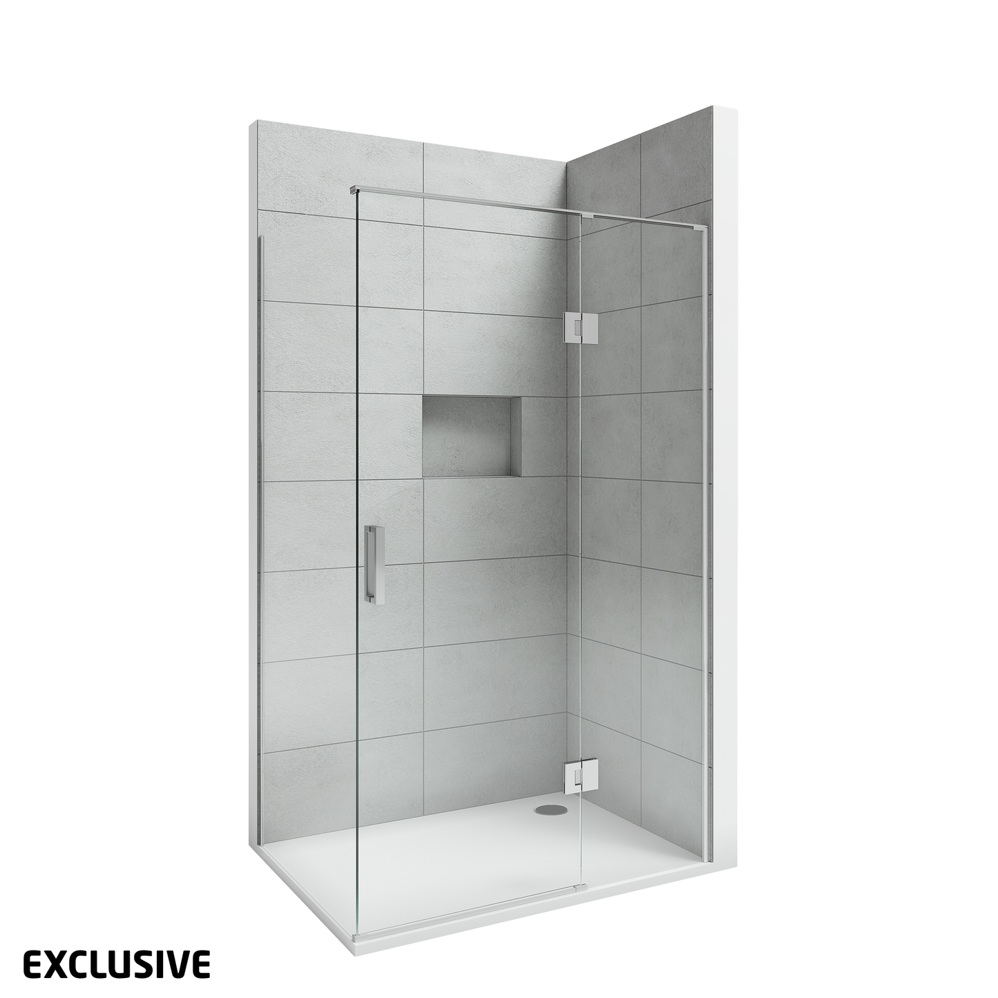 Scenic 2-Sided Hinged Tiled Shower Right Hand | 1200 x 900mm - Available in 2 Colours