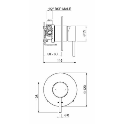 Methven Minimalist MK2 Shower Mixer with | Fastflow 2 - Available in 3 Colours