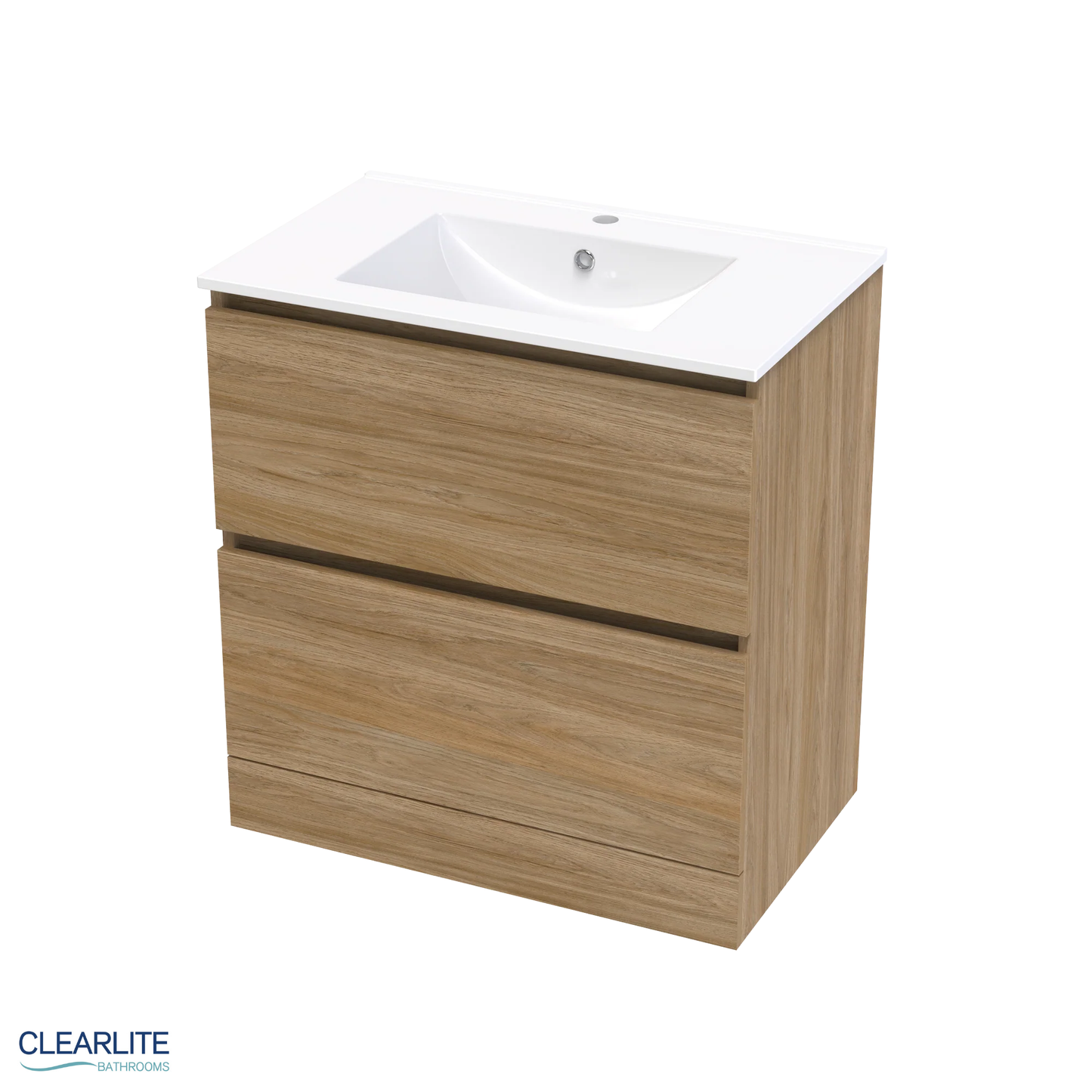 Clearlite Pacific Rise Double Drawer Floor Standing Vanity 750mm - Available in 3 Colours