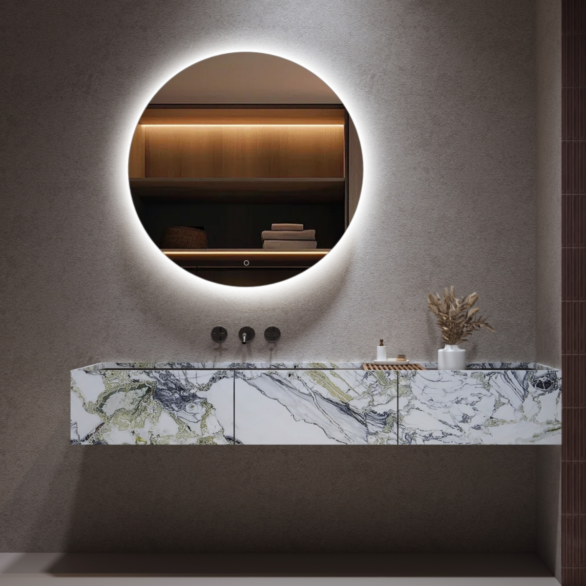 Heirloom Luminor Round Backlit Demister Mirror 800mm