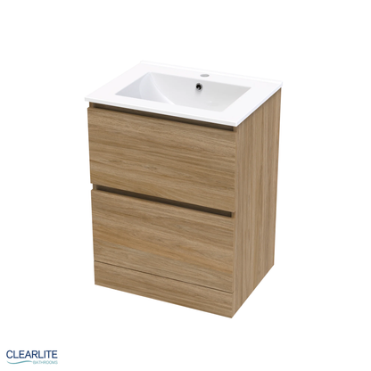 Clearlite Pacific Rise Double Drawer Floor Standing Vanity 600mm - Available in 3 Colours