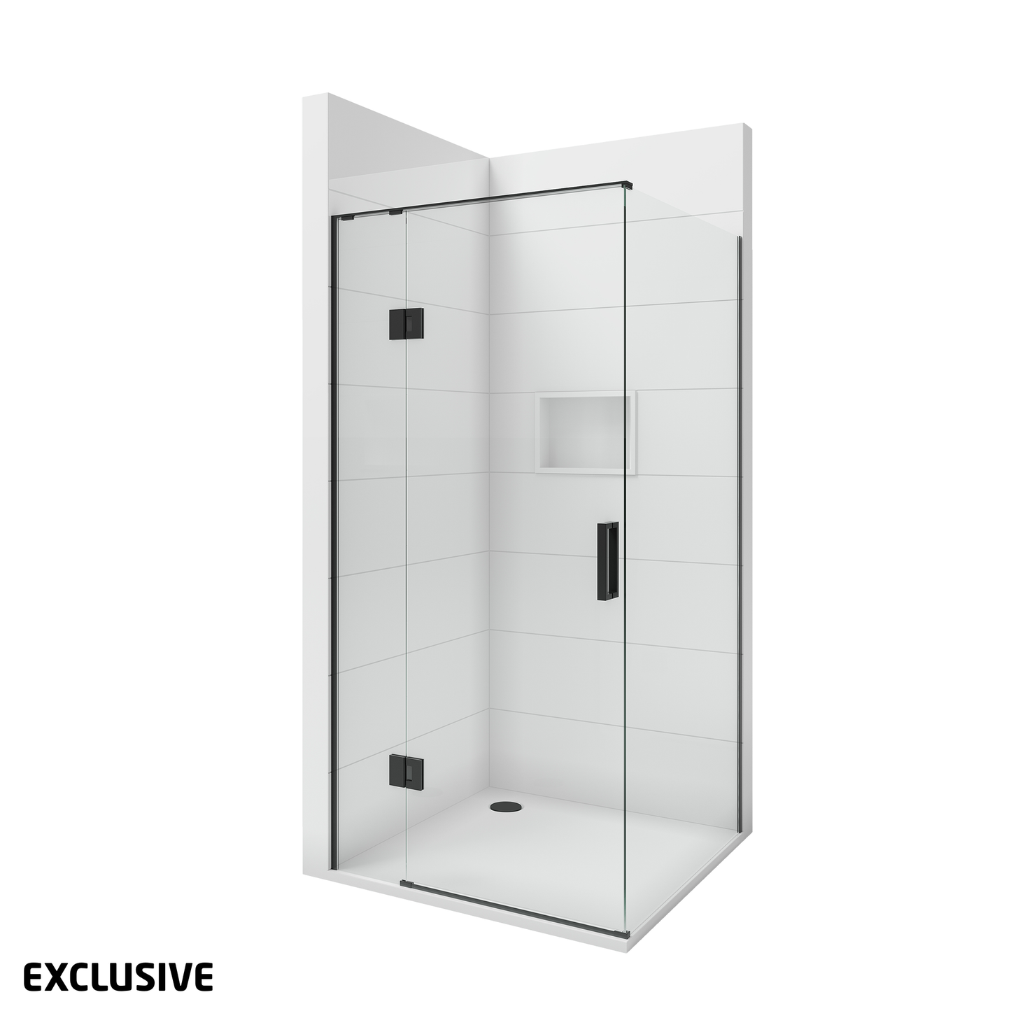 Scenic 2-Sided Hinged Shower 1000 x 1000mm | Available in 2 Colours