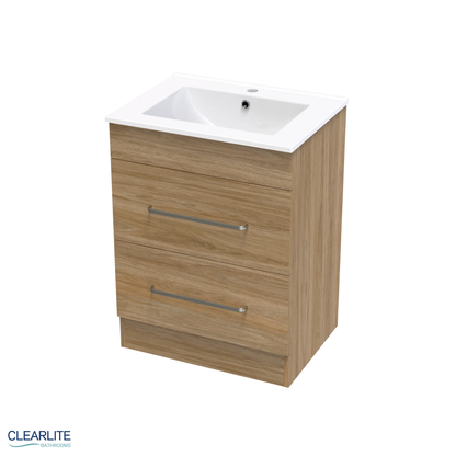Clearlite Pacific Double Drawer Floor Standing Vanity 600mm - Available in 3 Colours