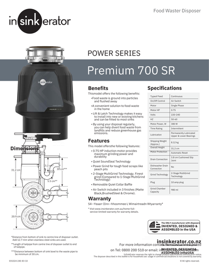 Model 700 SR Food Waste Disposer
