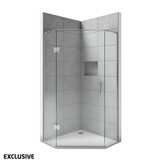 Scenic Angled Hinged Tiled Shower 1000 x 1000mm | Available in 2 Colours
