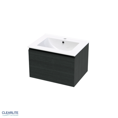 Clearlite Pacific Rise Single Drawer Wall Hung Vanity 600mm - Available in 3 Colours