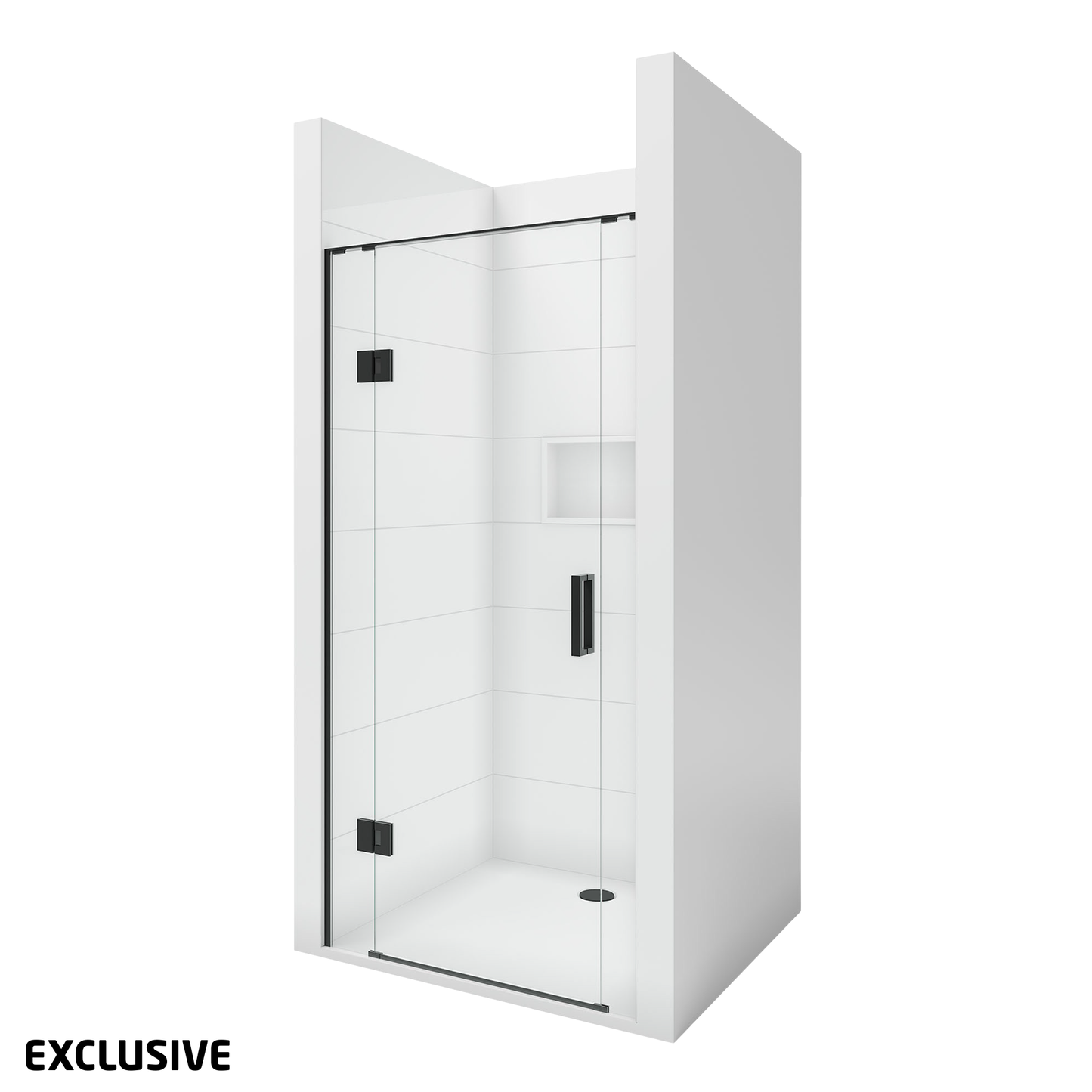 Scenic 3-Sided Hinged Shower 1000 x 1000mm | Available in 2 Colours