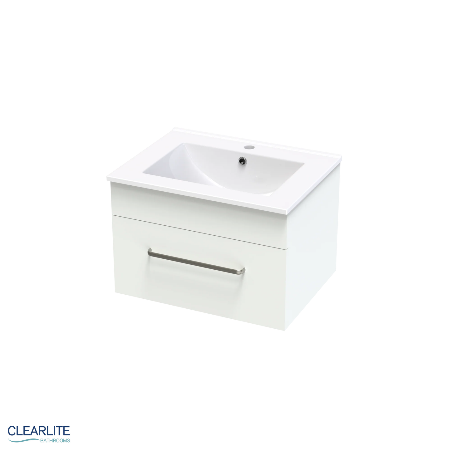 Clearlite Pacific Single Drawer Wall Hung Vanity 600mm - Available in 3 Colours