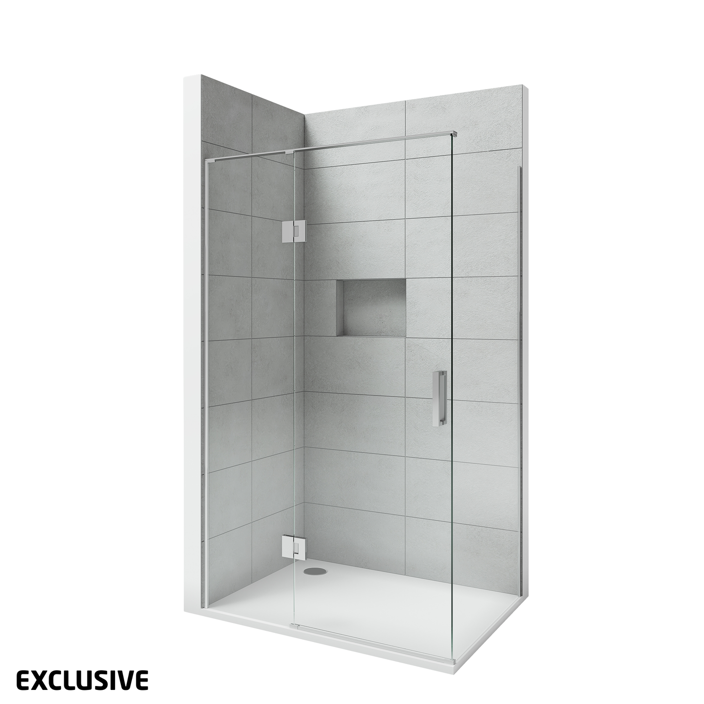 Scenic 2-Sided Hinged Tiled Shower Left Hand | 1200 x 900mm - Available in 2 Colours
