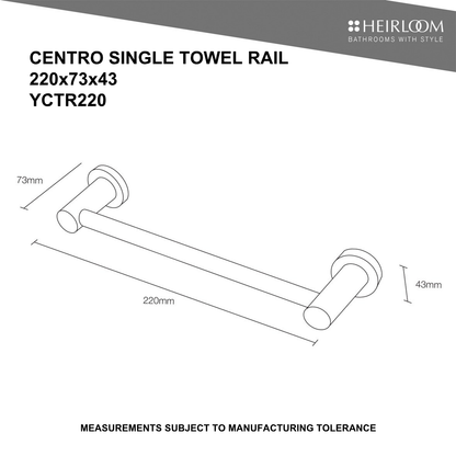 Heirloom Centro Towel Rail 220mm - Chrome
