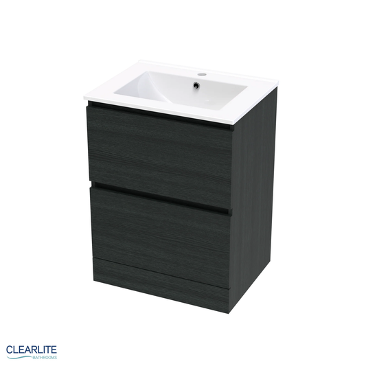 Clearlite Pacific Rise Double Drawer Floor Standing Vanity 600mm - Available in 3 Colours