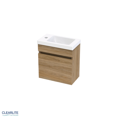 Clearlite Pacific Rise Hand Basin Wall Hung Vanity 400mm - Available in 3 Colours