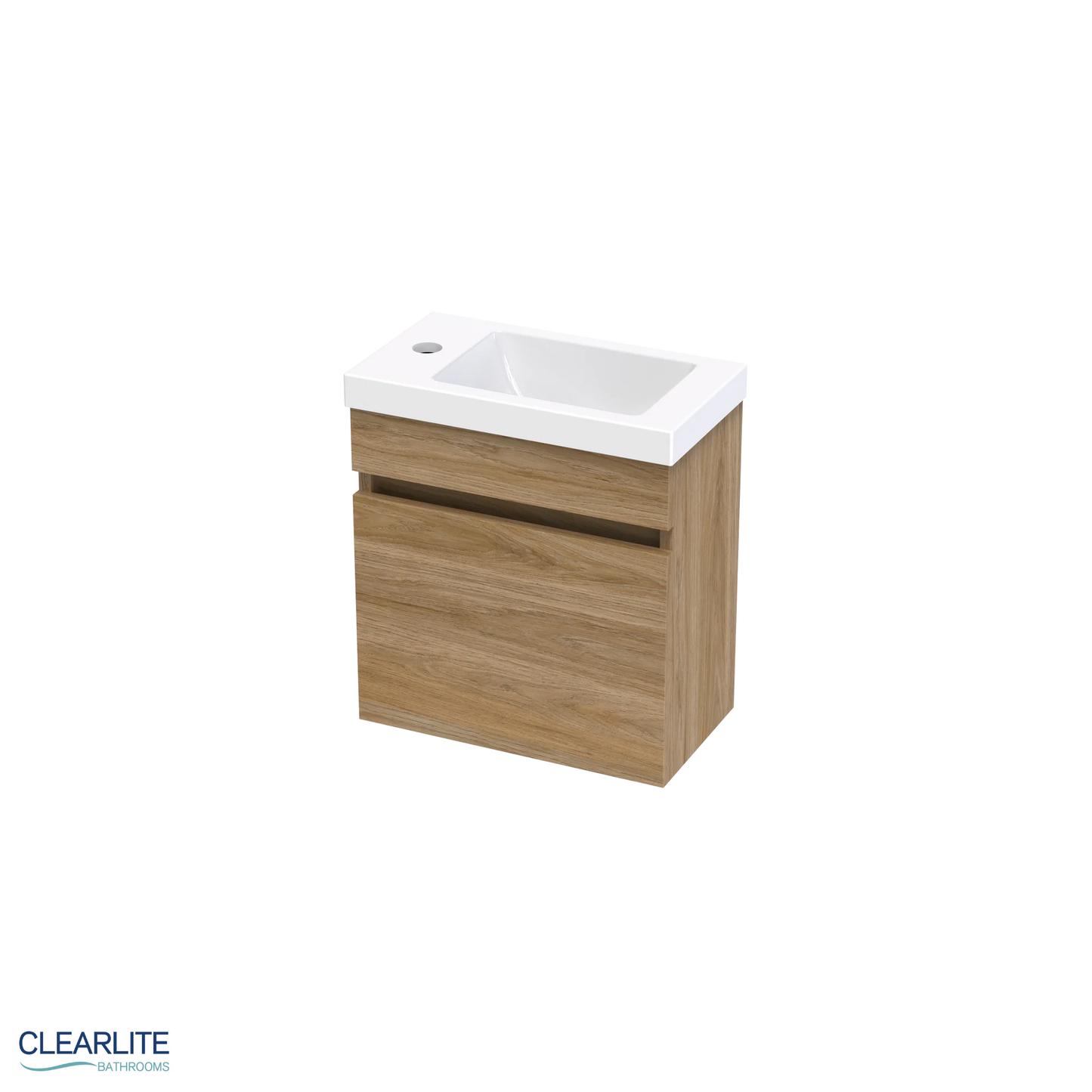 Clearlite Pacific Rise Hand Basin Wall Hung Vanity 400mm - Available in 3 Colours
