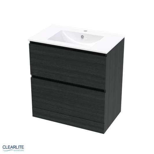 Clearlite Pacific Rise Double Drawer Floor Standing Vanity 750mm - Available in 3 Colours