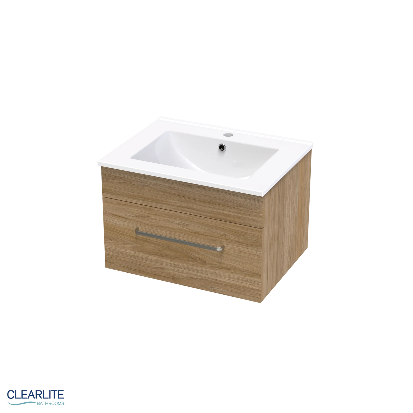 Clearlite Pacific Single Drawer Wall Hung Vanity 600mm - Available in 3 Colours