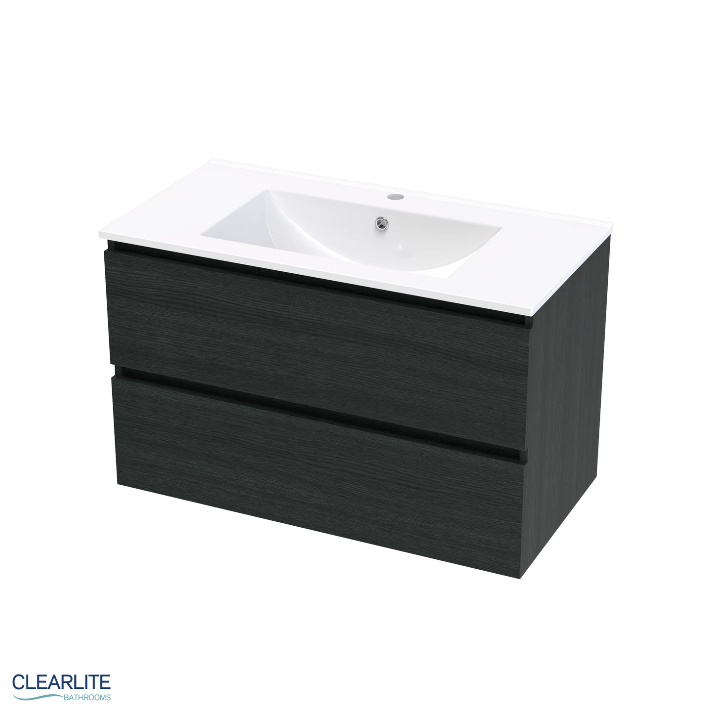 Clearlite Pacific Rise Double Drawer Wall Hung Vanity 900mm - Available in 3 Colours