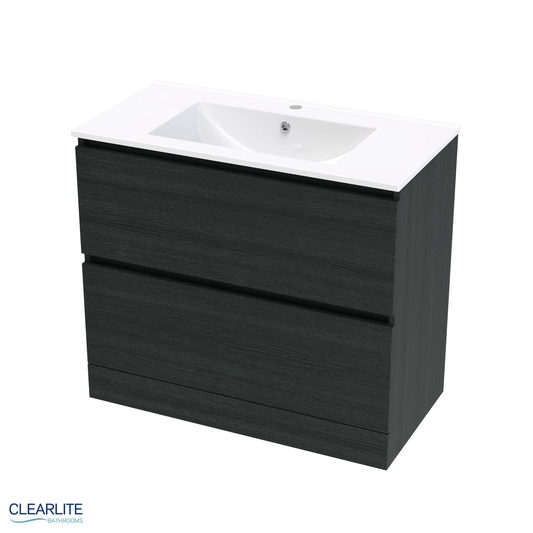 Clearlite Pacific Rise Double Drawer Floor Standing Vanity 900mm - Available in 3 Colours
