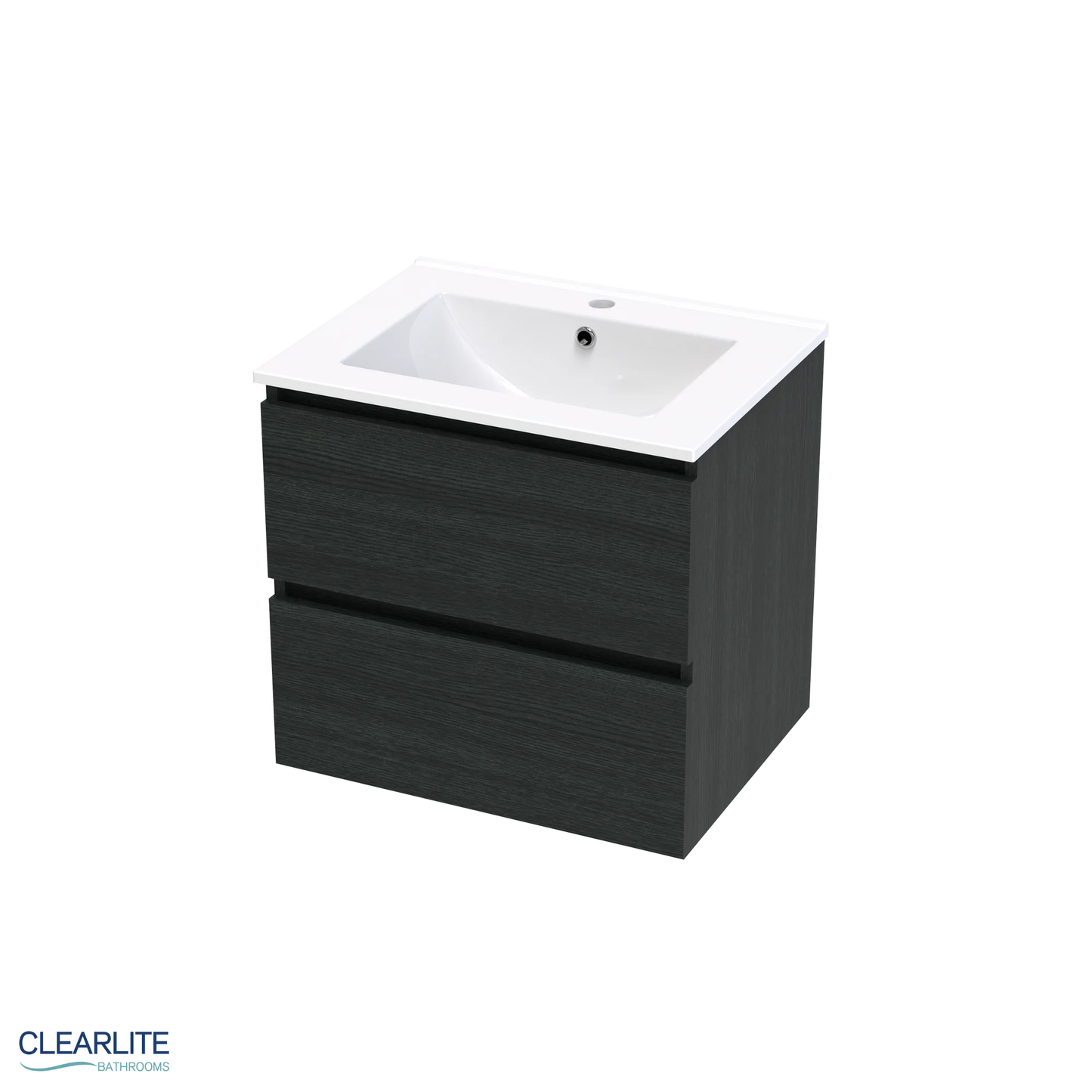 Clearlite Pacific Rise Double Drawer Wall Hung Vanity 600mm - Available in 3 Colours