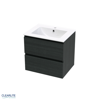 Clearlite Pacific Rise Double Drawer Wall Hung Vanity 600mm - Available in 3 Colours