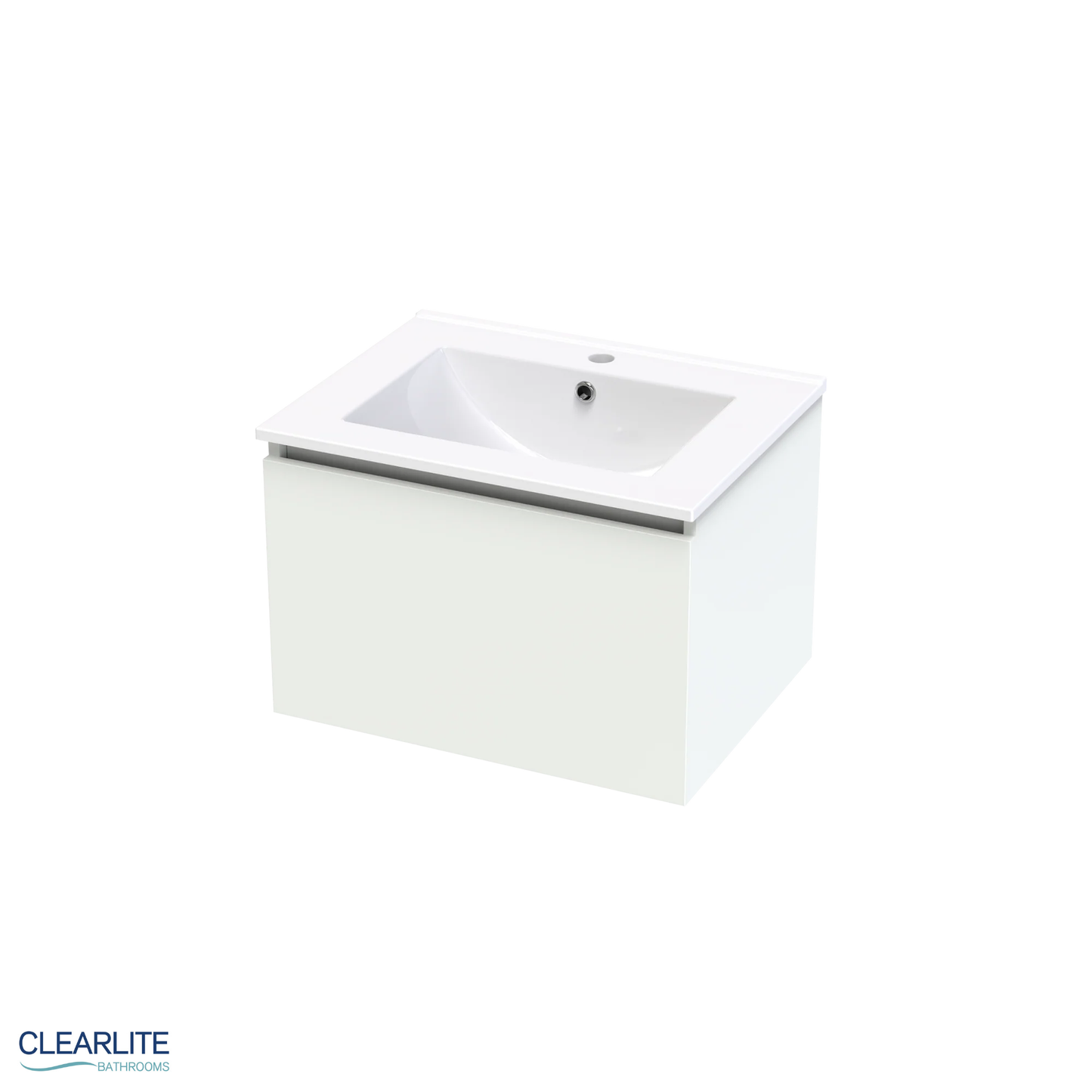 Clearlite Pacific Rise Single Drawer Wall Hung Vanity 600mm - Available in 3 Colours