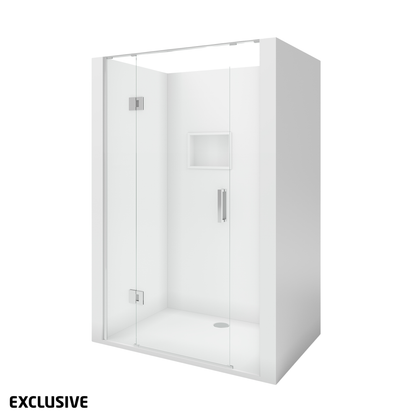 Scenic 3-Sided Hinged Shower 1200mm x 900mm - 2 Wall / 2 Colour Options