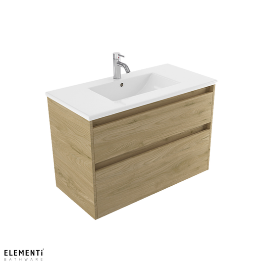 Elementi Novara 2 Drawer Wall Hung Vanity 900mm | Available in 11 Colours