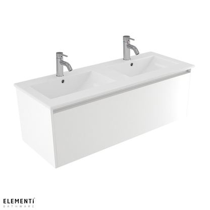 Elementi Novara 1 Drawer Wall Hung Vanity Double Bowl 1200mm - Available in 11 Colours