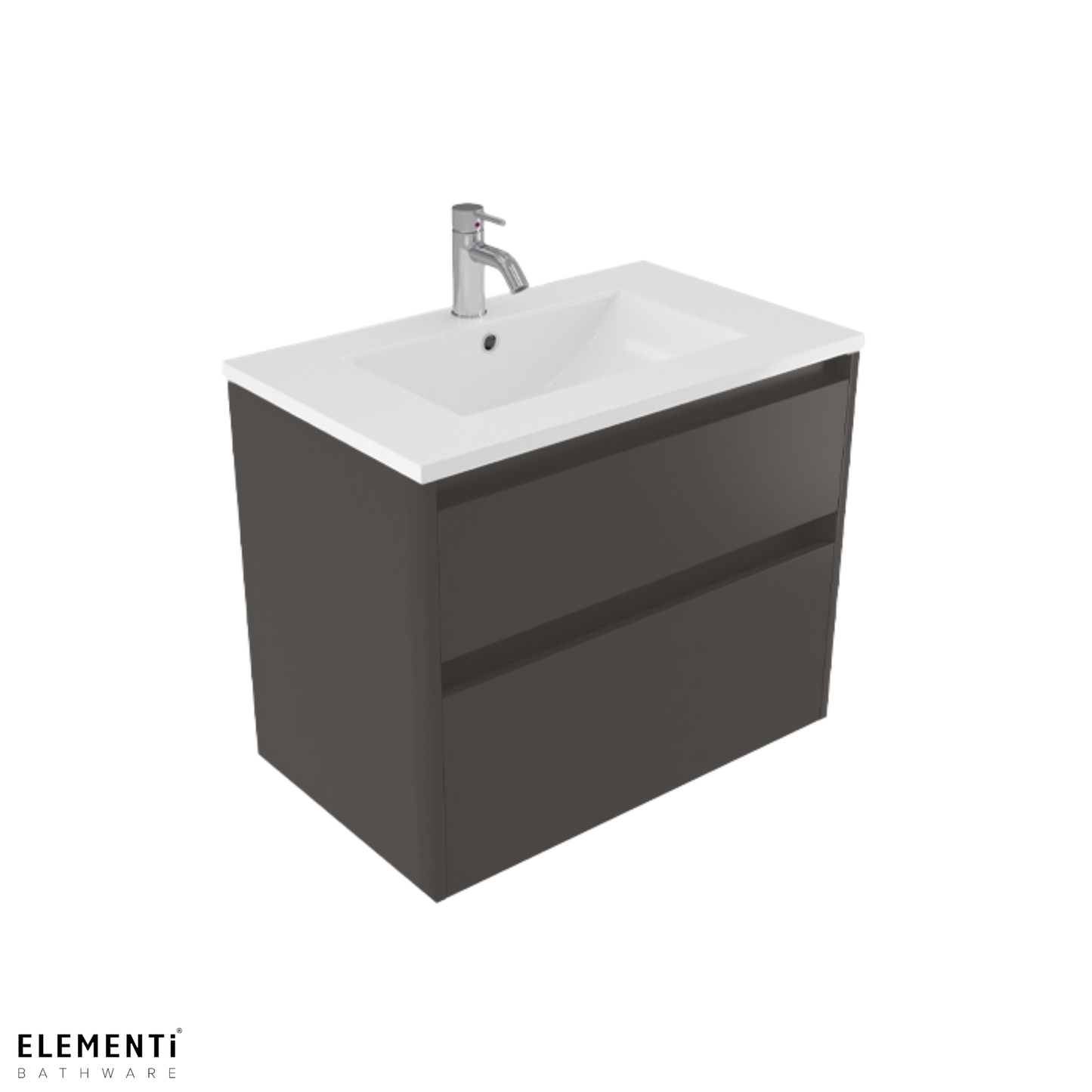 Elementi Novara 2 Drawer Wall Hung Vanity 750mm | Available in 11 Colours