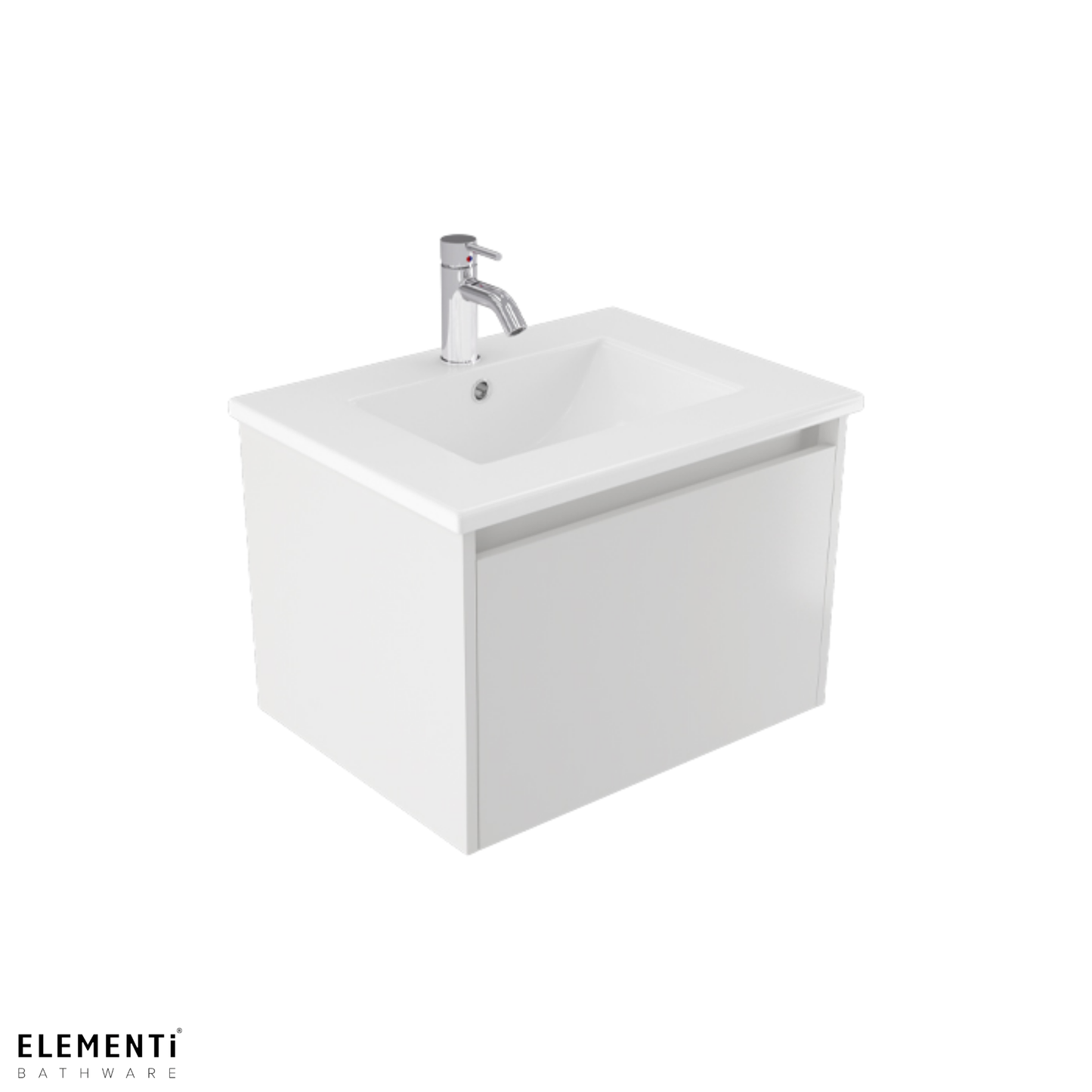 Elementi Novara 1 Drawer Wall Hung Vanity 600mm | Available in 11 Colours