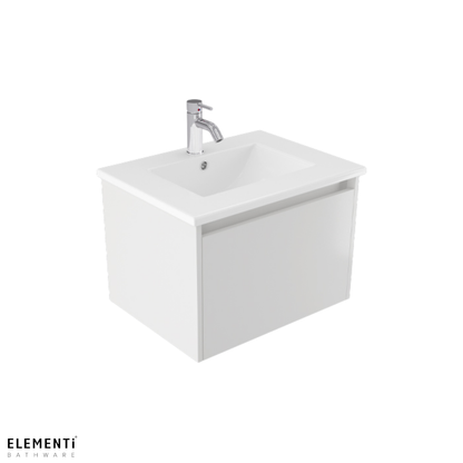 Elementi Novara 1 Drawer Wall Hung Vanity 600mm | Available in 11 Colours