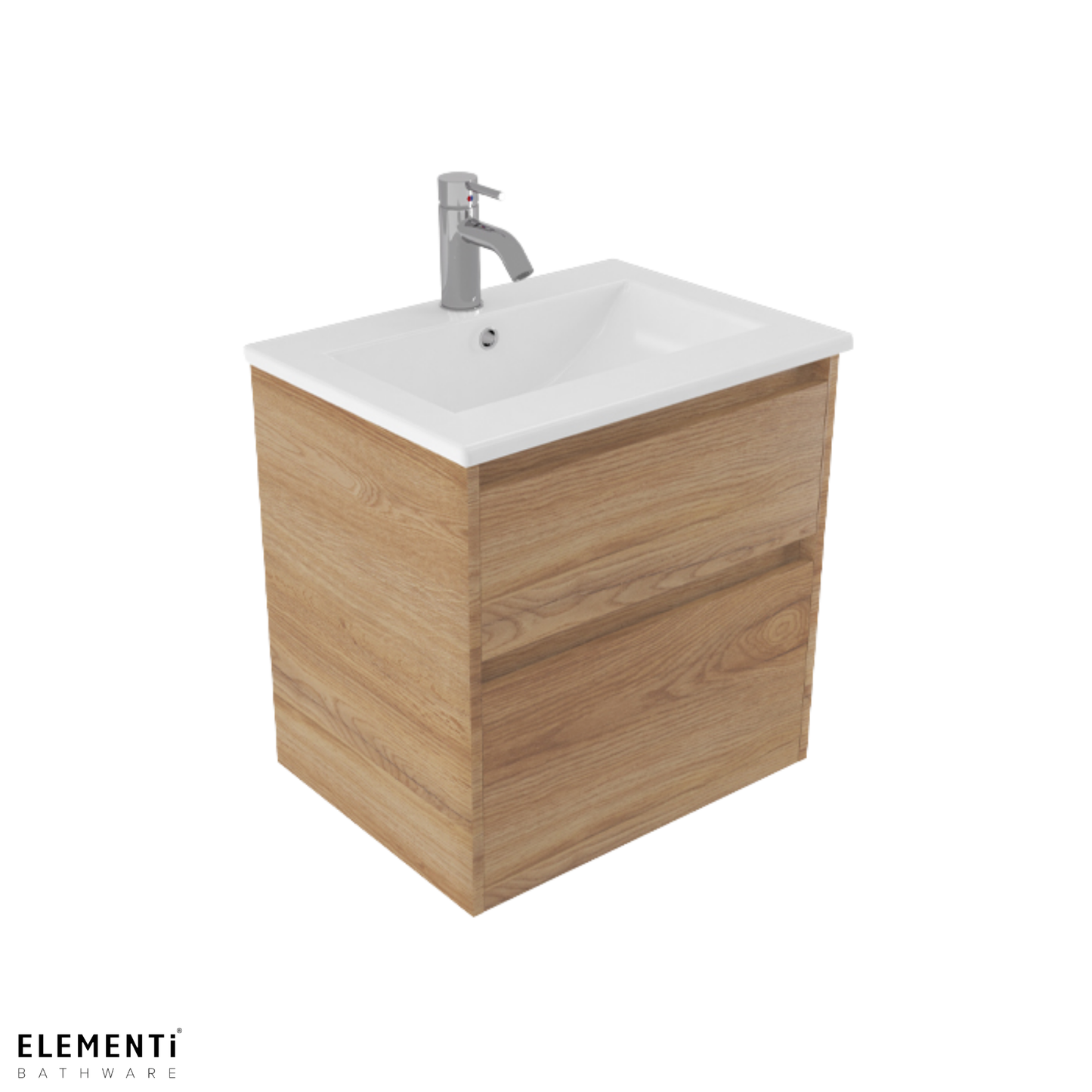 Elementi Novara 2 Drawer Wall Hung Vanity 600mm | Available in 11 Colours