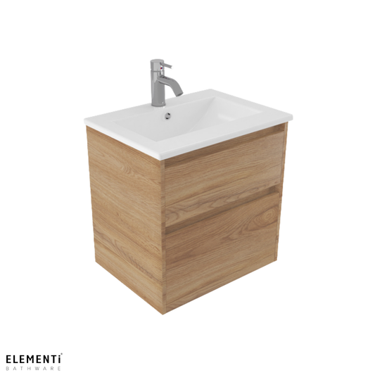 Elementi Novara 2 Drawer Wall Hung Vanity 600mm | Available in 11 Colours