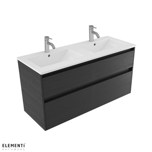 Elementi Novara 2 Drawer Wall Hung Vanity Double Bowl 1200mm - Available in 11 Colours