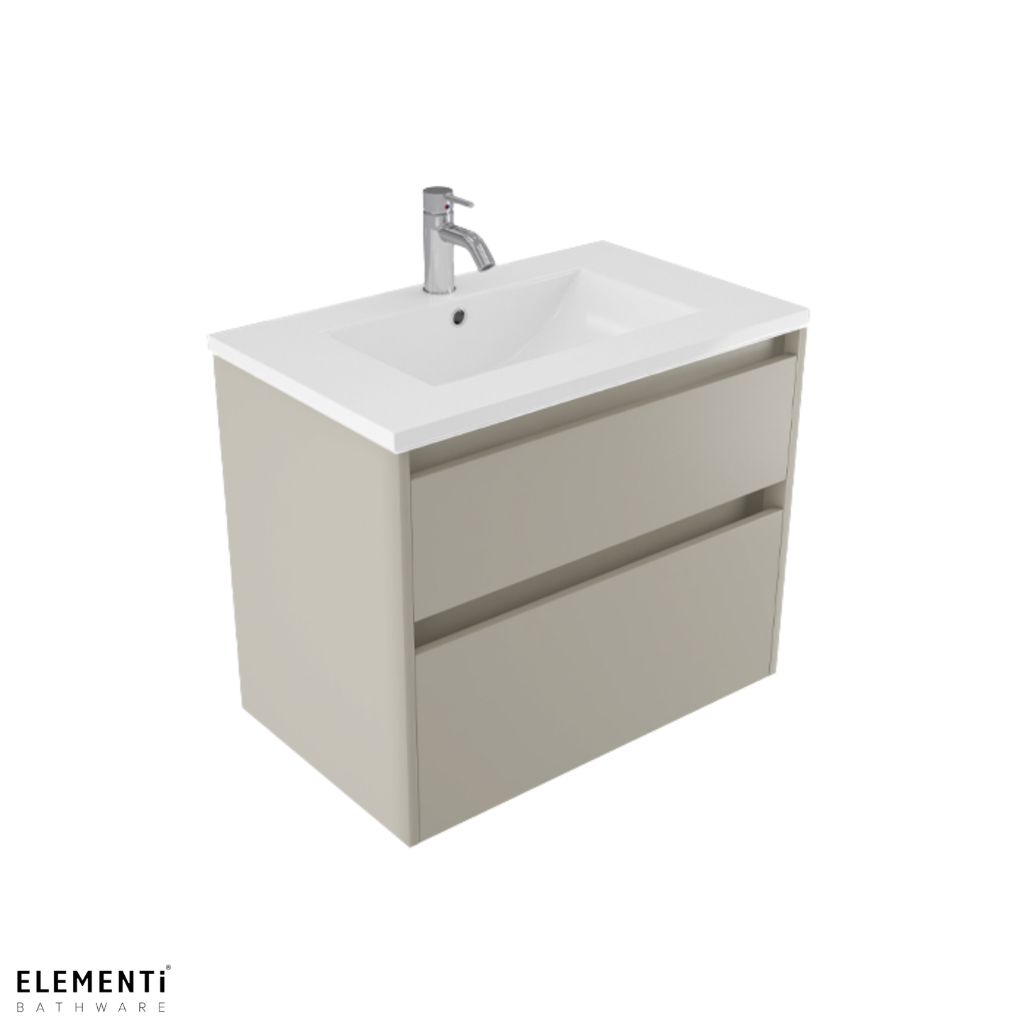 Elementi Novara 2 Drawer Wall Hung Vanity 750mm | Available in 11 Colours