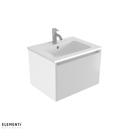 Elementi Novara 1 Drawer Wall Hung Vanity 600mm | Available in 11 Colours