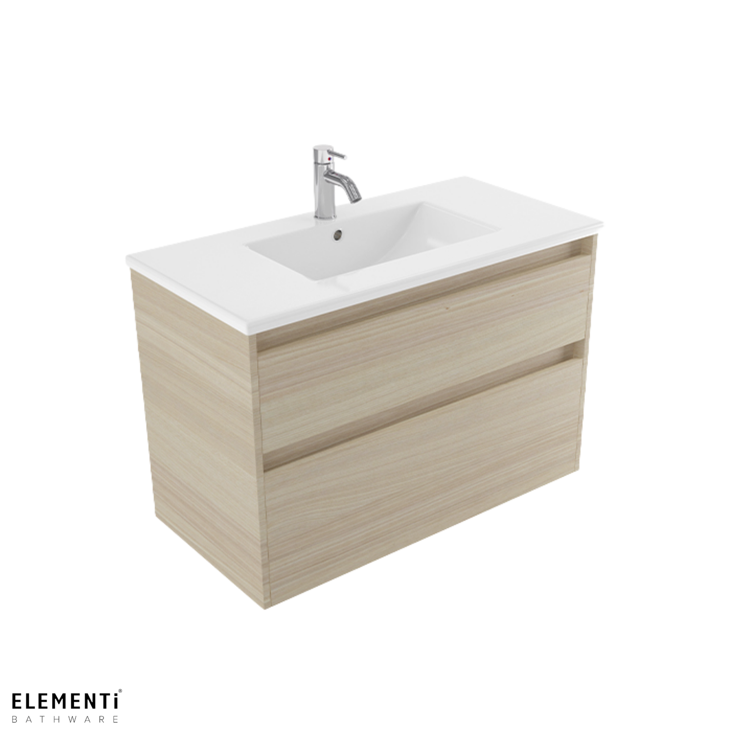 Elementi Novara 2 Drawer Wall Hung Vanity 900mm | Available in 11 Colours
