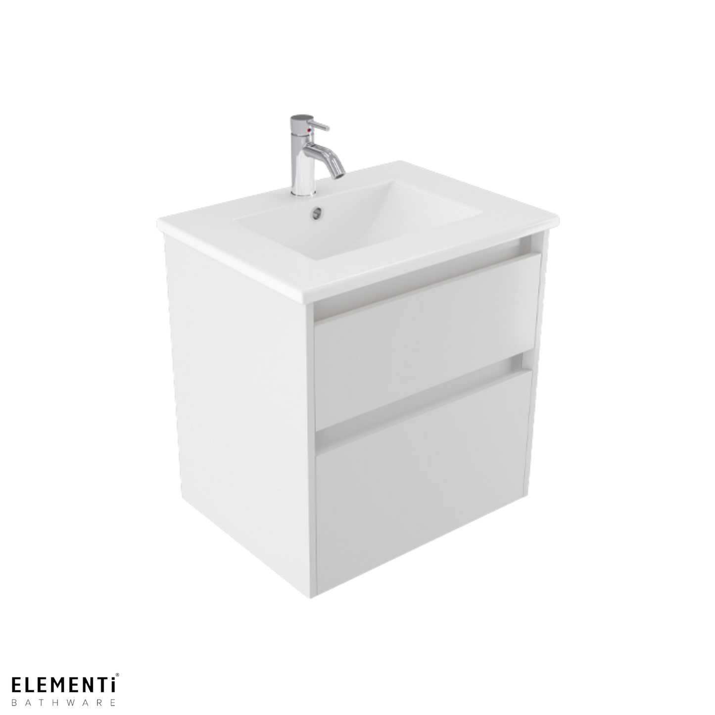 Elementi Novara 2 Drawer Wall Hung Vanity 600mm | Available in 11 Colours