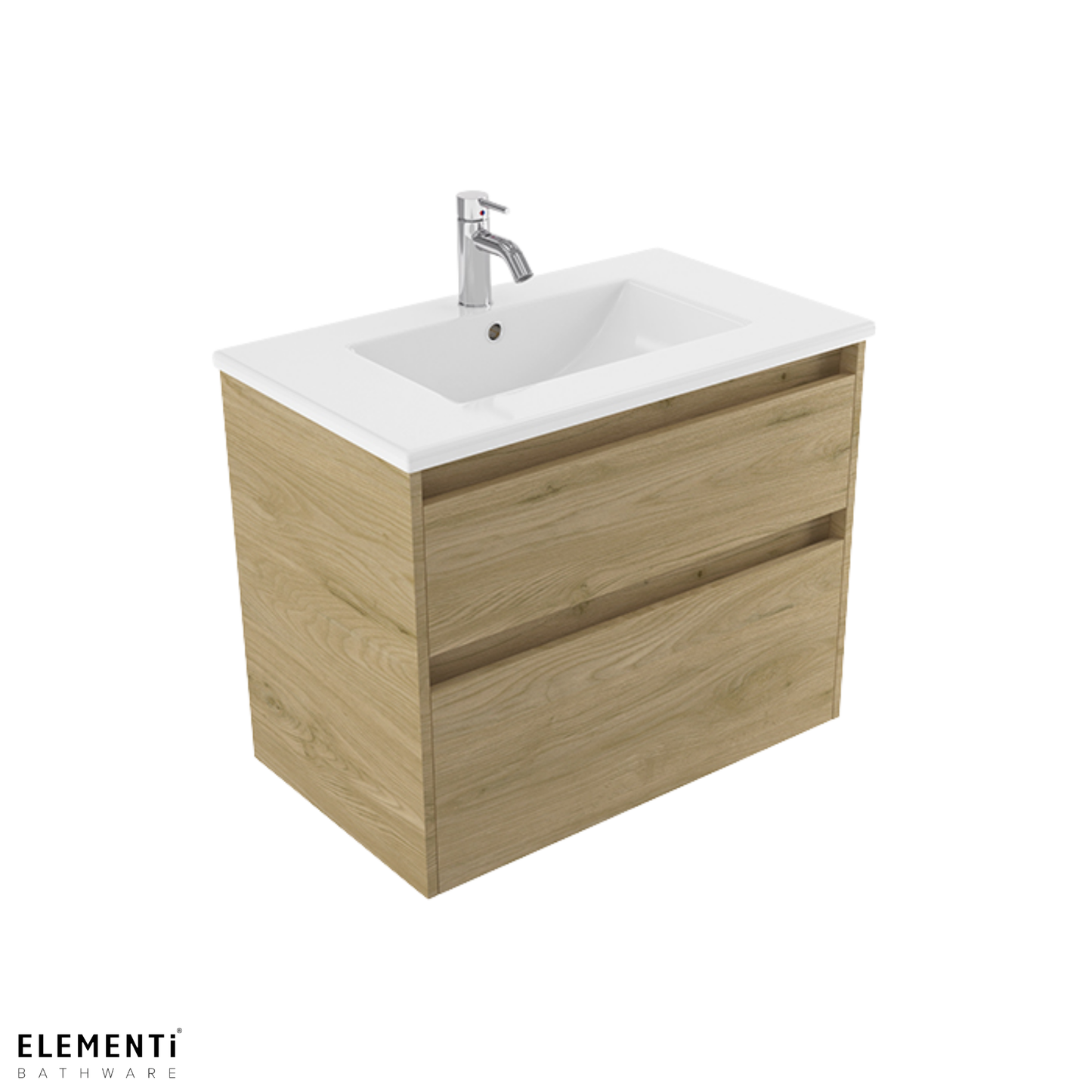 Elementi Novara 2 Drawer Wall Hung Vanity 750mm | Available in 11 Colours