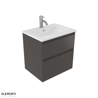 Elementi Novara 2 Drawer Wall Hung Vanity 600mm | Available in 11 Colours