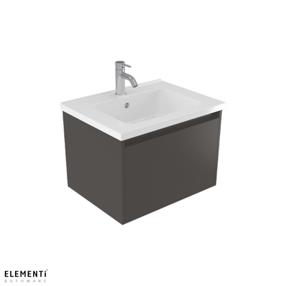 Elementi Novara 1 Drawer Wall Hung Vanity 600mm | Available in 11 Colours