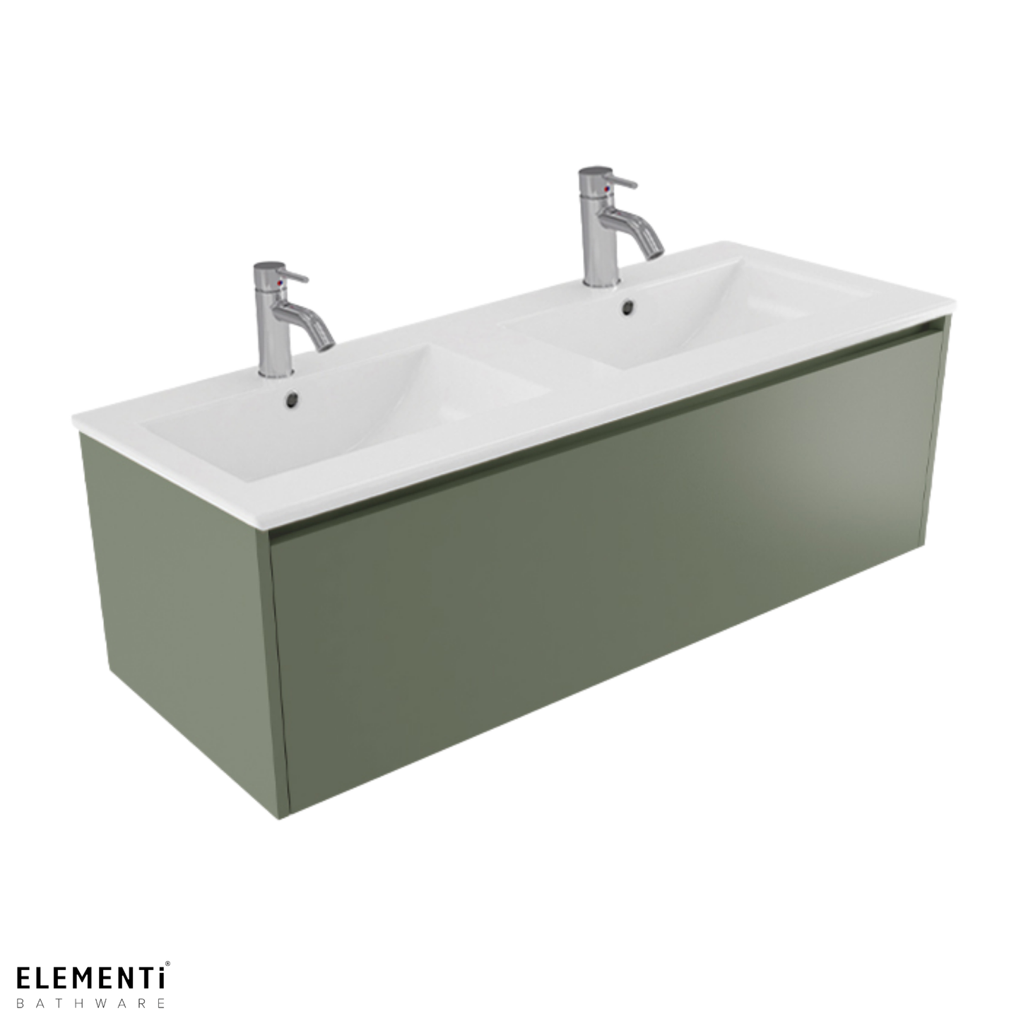 Elementi Novara 1 Drawer Wall Hung Vanity Double Bowl 1200mm - Available in 11 Colours