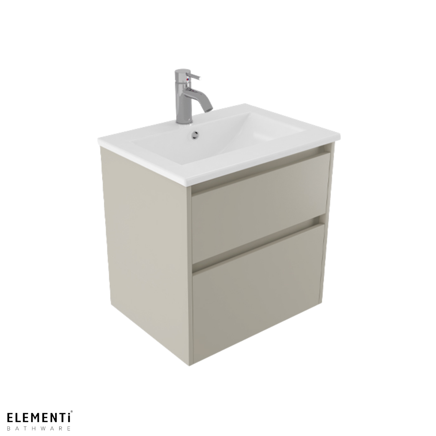 Elementi Novara 2 Drawer Wall Hung Vanity 600mm | Available in 11 Colours