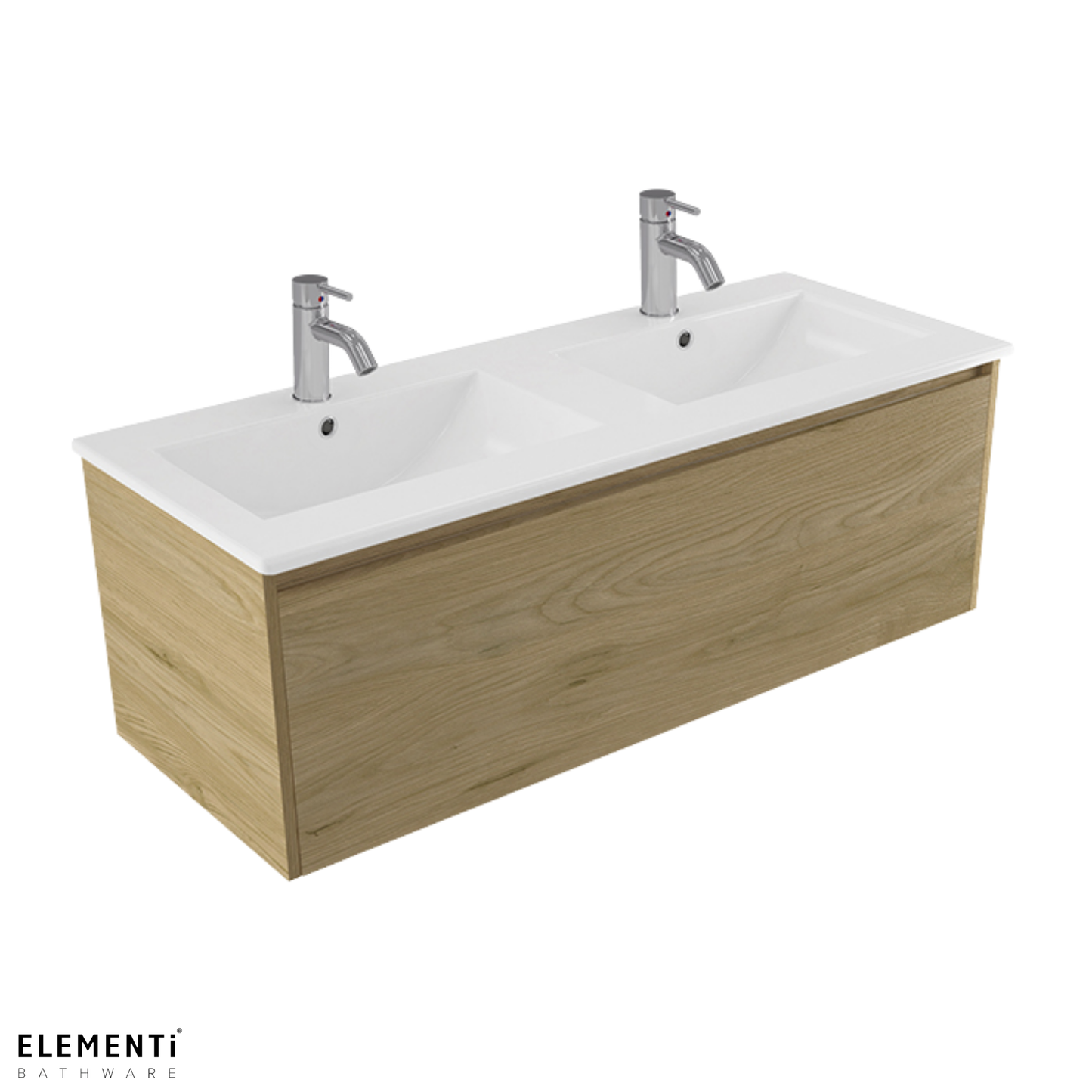 Elementi Novara 1 Drawer Wall Hung Vanity Double Bowl 1200mm - Available in 11 Colours