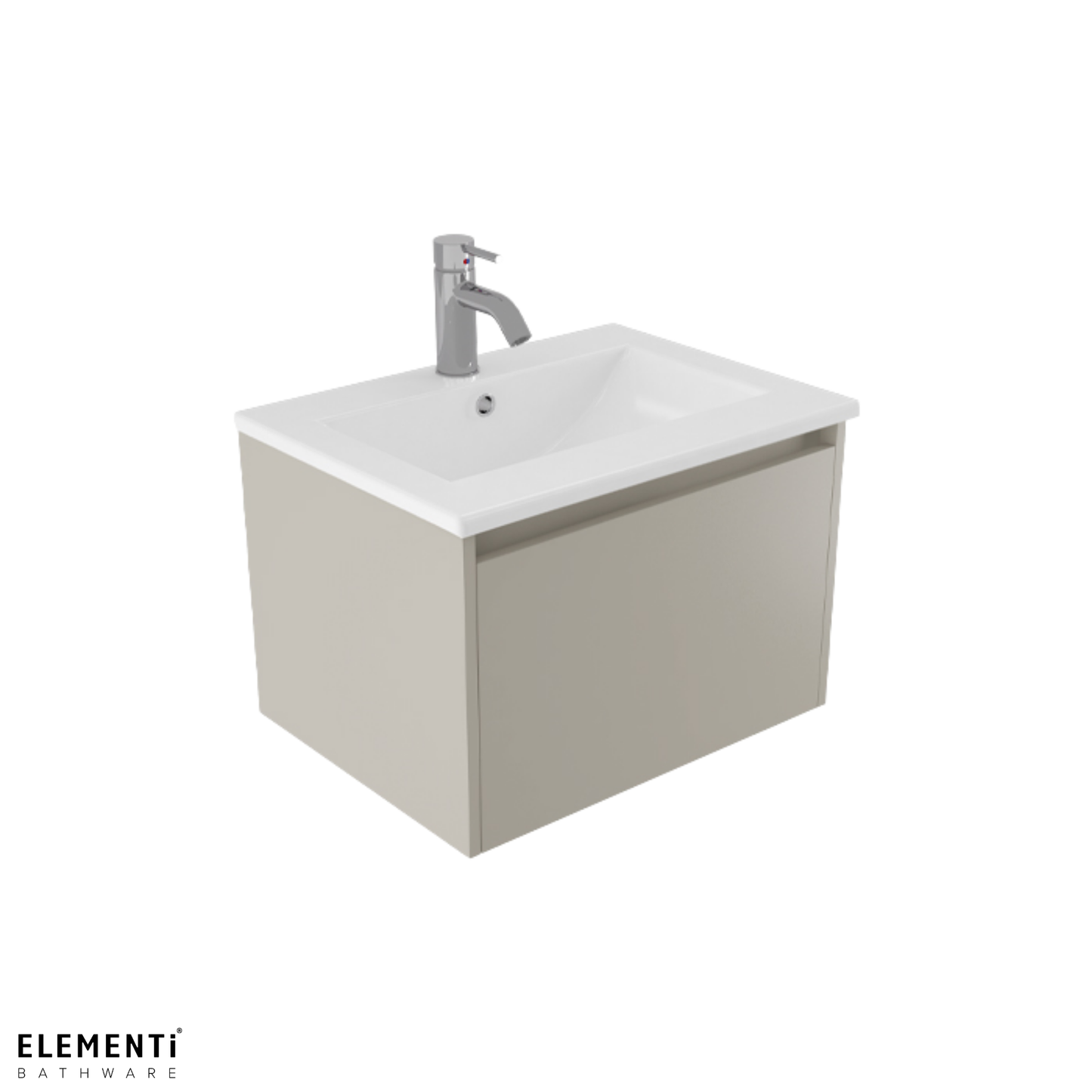 Elementi Novara 1 Drawer Wall Hung Vanity 600mm | Available in 11 Colours