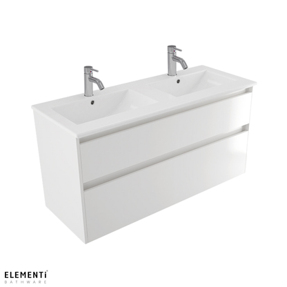 Elementi Novara 2 Drawer Wall Hung Vanity Double Bowl 1200mm - Available in 11 Colours
