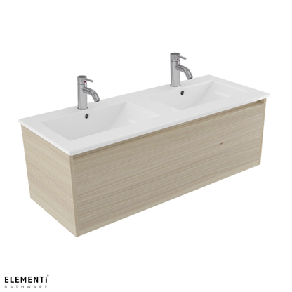 Elementi Novara 1 Drawer Wall Hung Vanity Double Bowl 1200mm - Available in 11 Colours