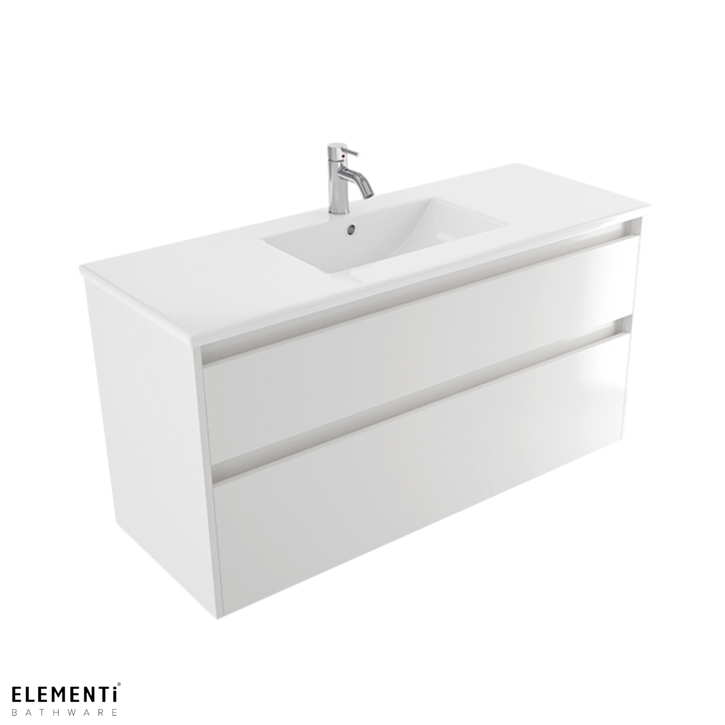 Elementi Novara 2 Drawer Wall Hung Vanity 1200mm | Available in 11 Colours