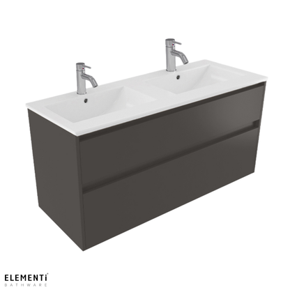 Elementi Novara 2 Drawer Wall Hung Vanity Double Bowl 1200mm - Available in 11 Colours