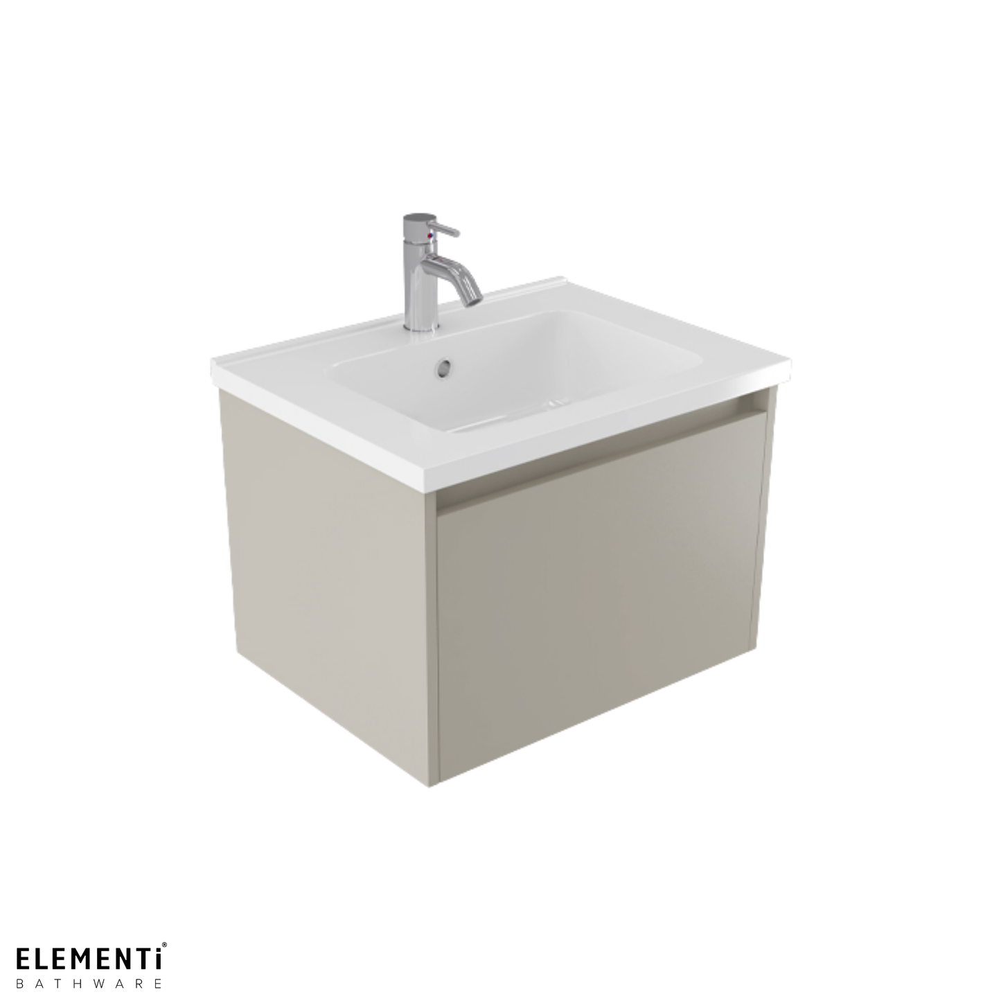 Elementi Novara 1 Drawer Wall Hung Vanity 600mm | Available in 11 Colours