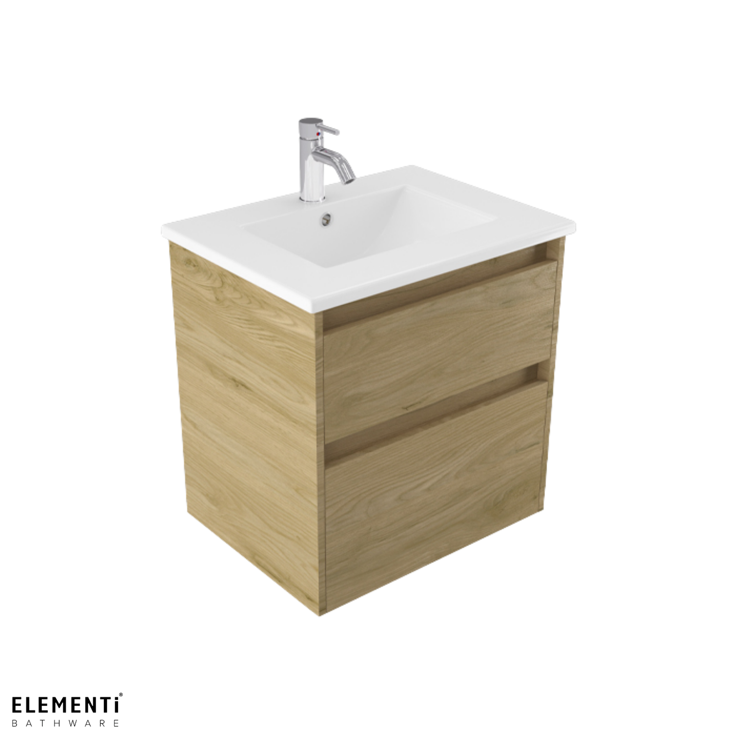 Elementi Novara 2 Drawer Wall Hung Vanity 600mm | Available in 11 Colours